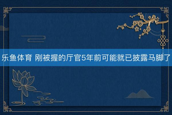 乐鱼体育 刚被握的厅官5年前可能就已披露马脚了